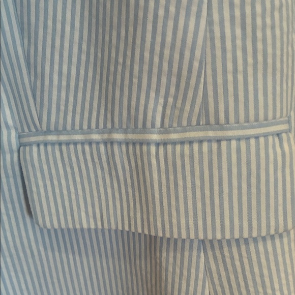 LOFT Women's Pinstripe Blazer - White and Blue - Picture 5 of 7